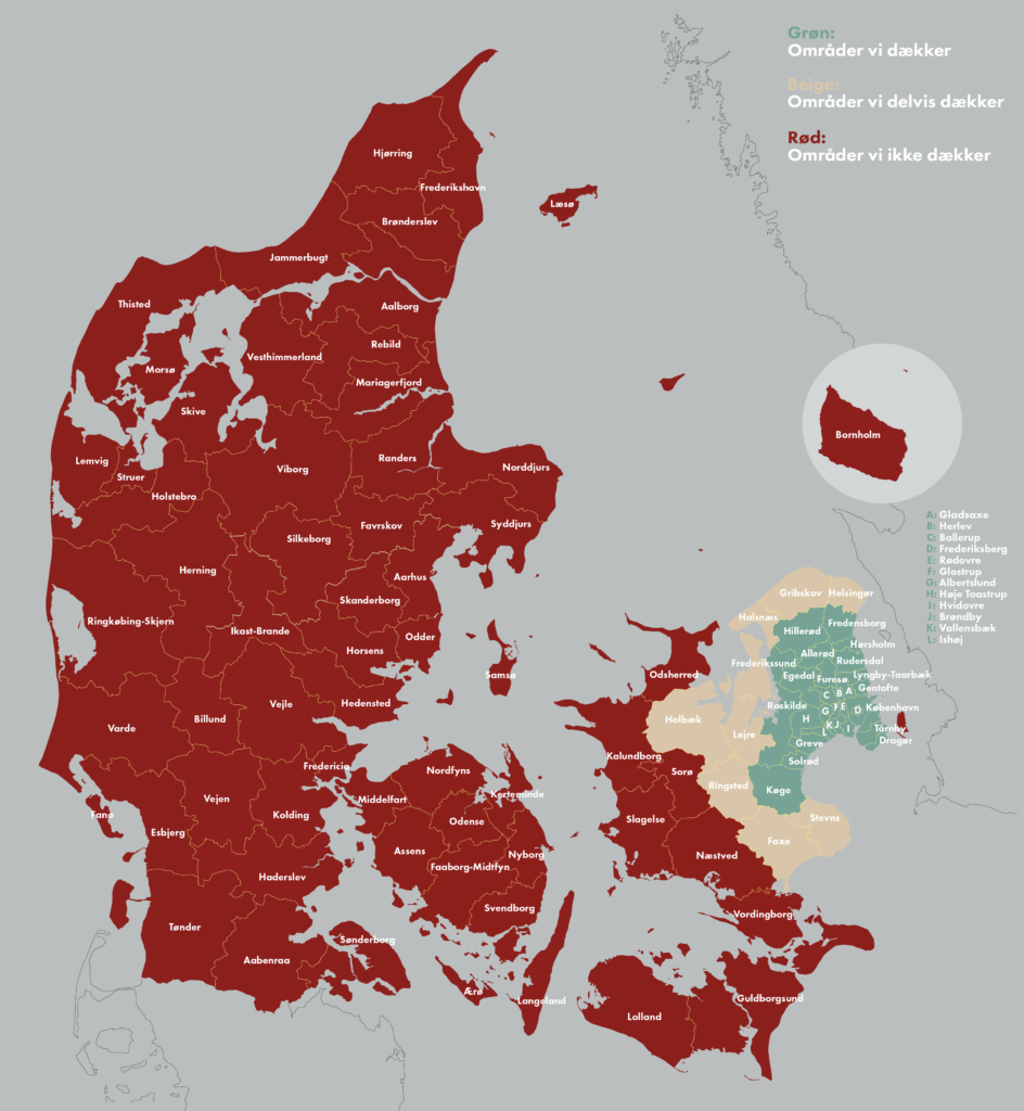 DK_Kommuner_HCA Kommunekort over hvilke områder vi dækker